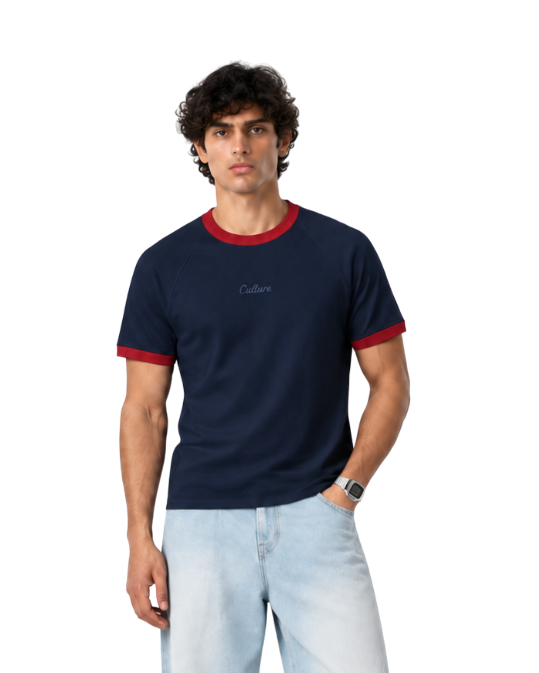 Ringer Raglan Tee - Navy / Red