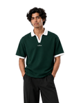 Contrast Collar Polo - Forest Green/White