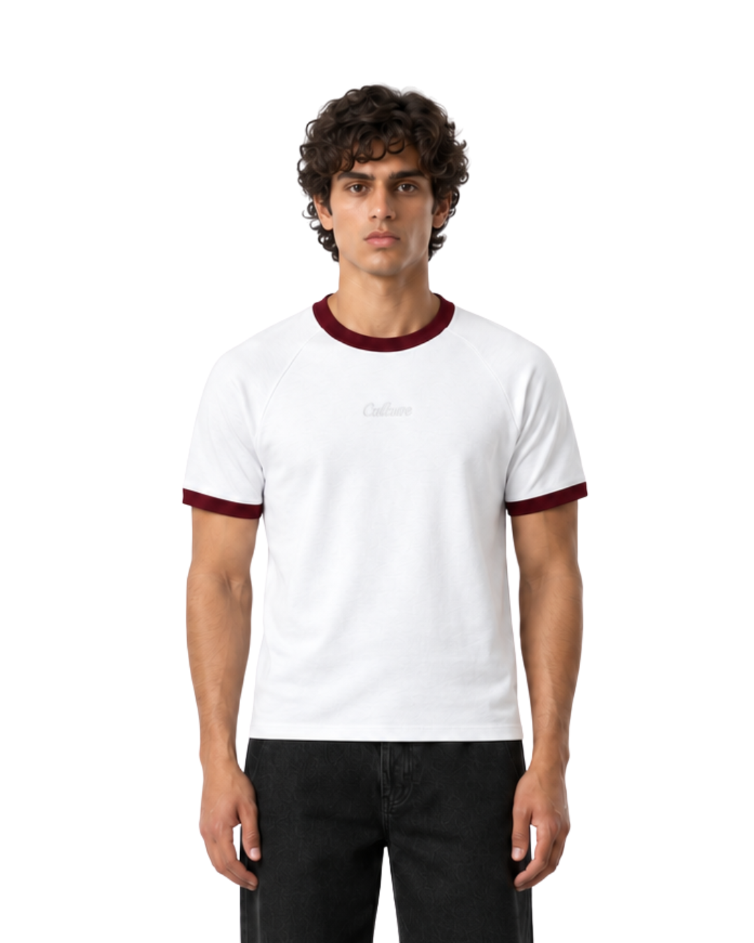 Ringer Raglan Tee - White / Burgundy