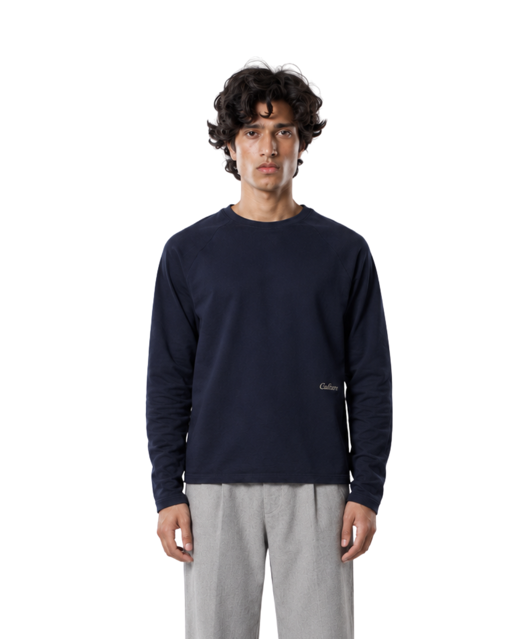 Long Sleeve Oversized Raglan Tee - Navy