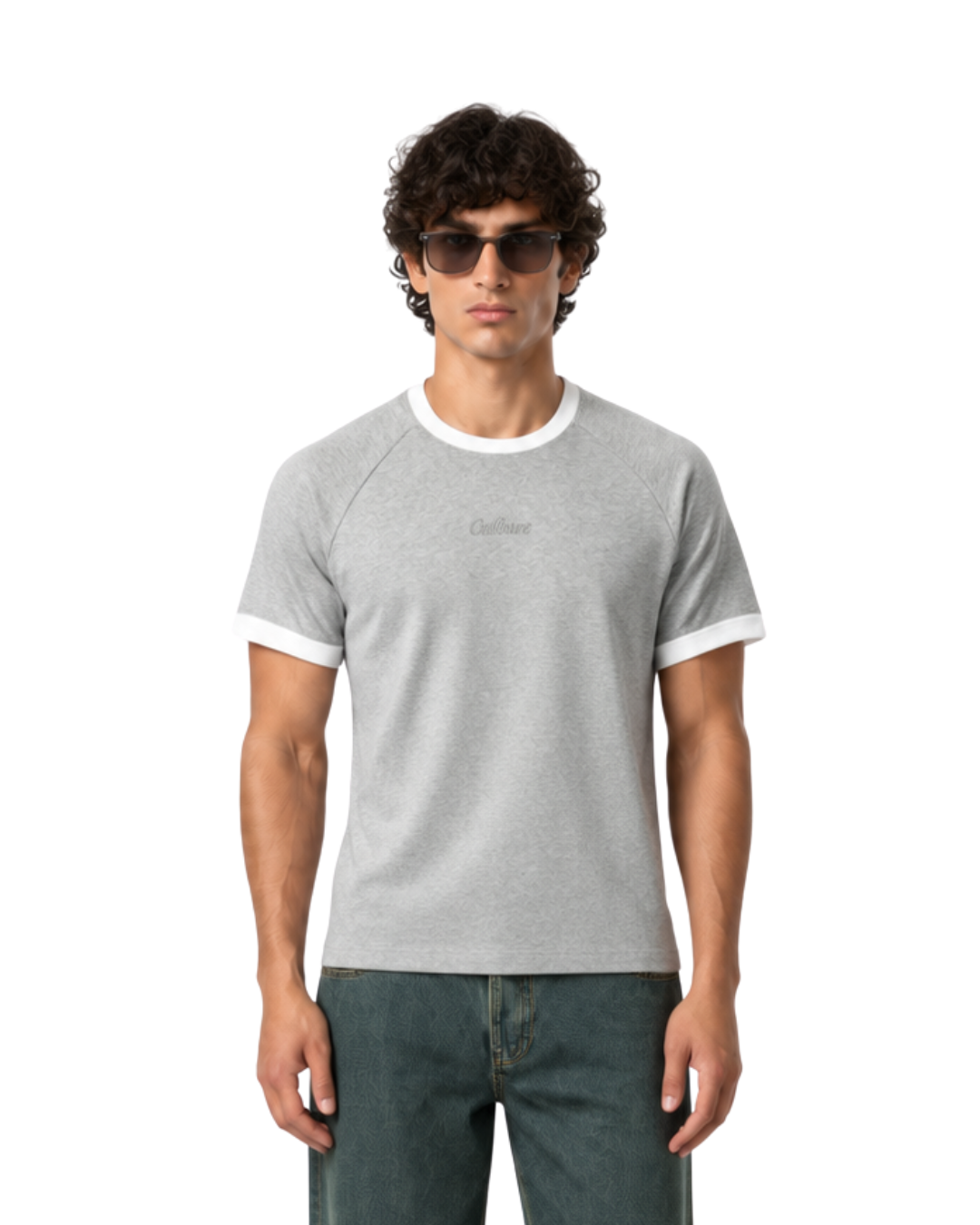 Ringer Raglan Tee - Grey / White