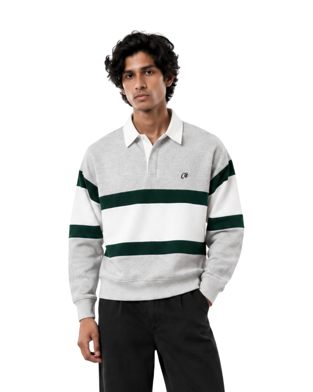 Crossover Sweat - Light Melange / Forest Green