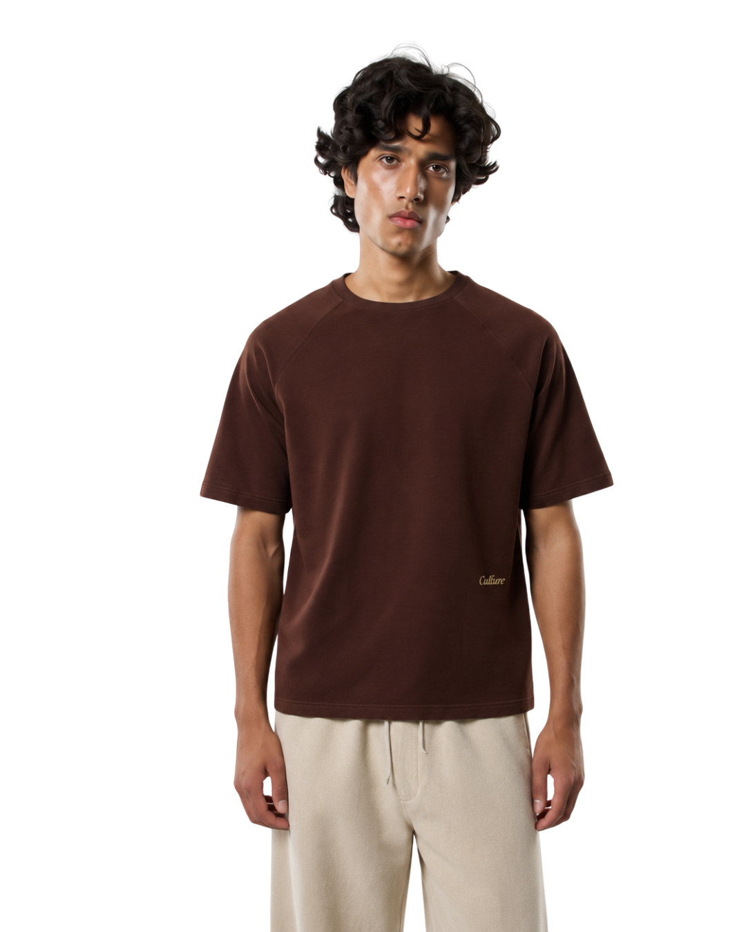 Short Sleeve Oversized Raglan Tee - Coffee Bean