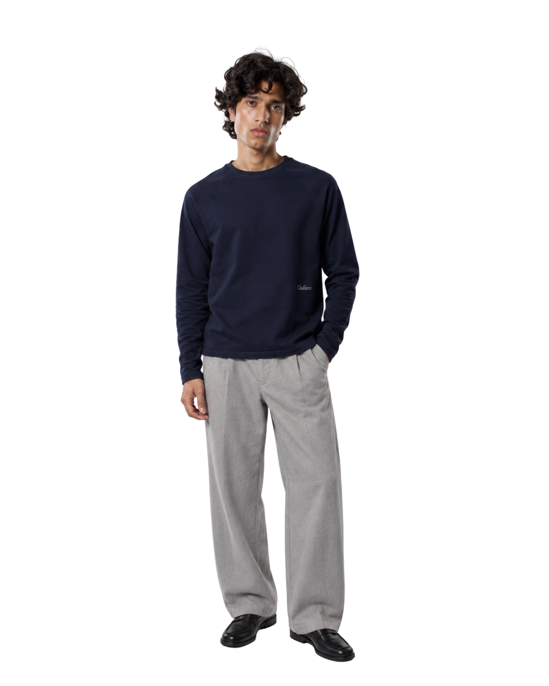 Long Sleeve Oversized Raglan Tee - Navy