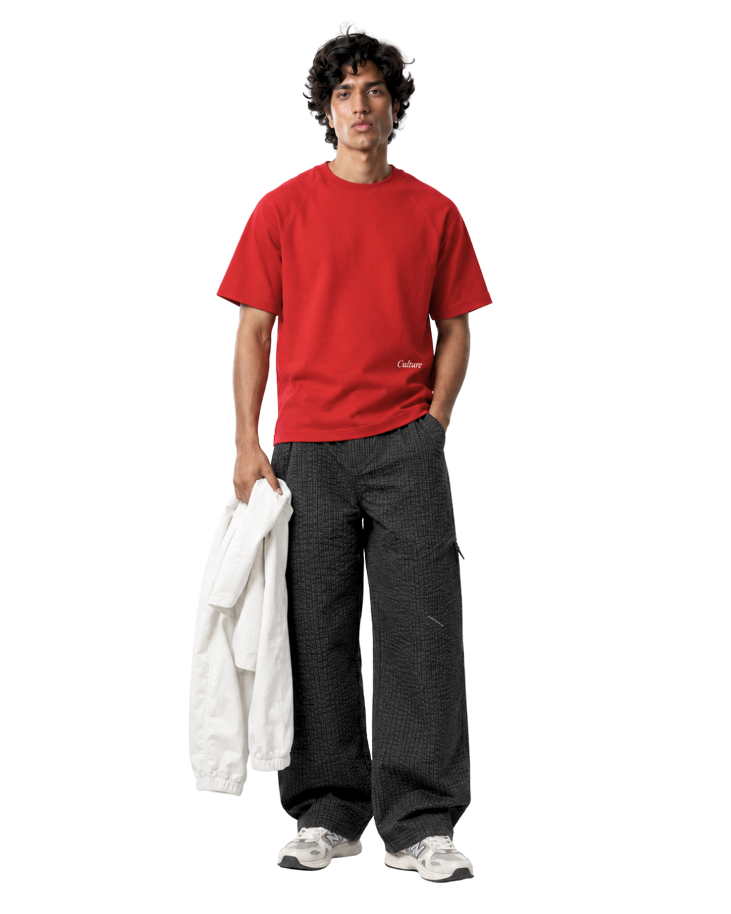 Short Sleeve Oversized Raglan Tee - Red