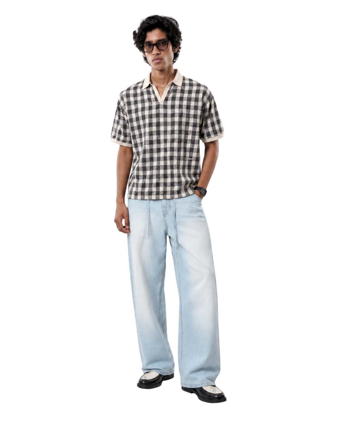 Checkered Polo shirt - Black / offwhite