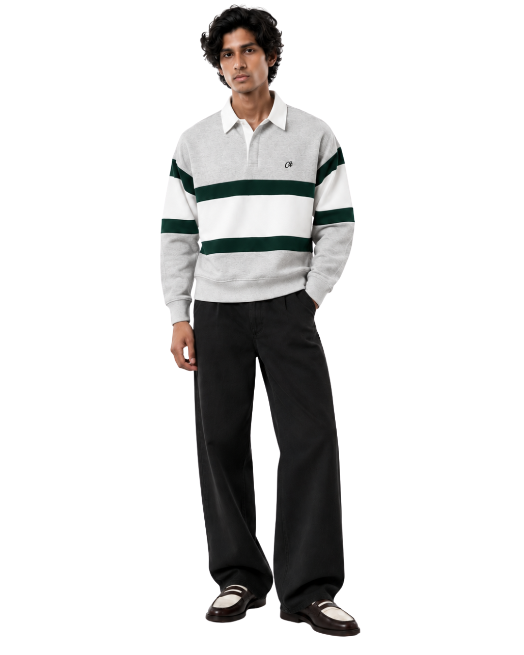 Crossover Sweat - Light Melange / Forest Green