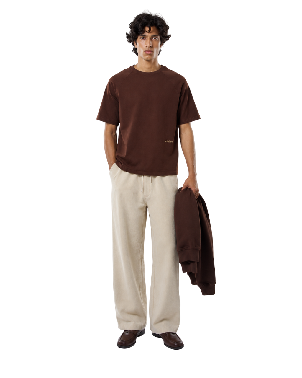 Short Sleeve Oversized Raglan Tee - Coffee Bean