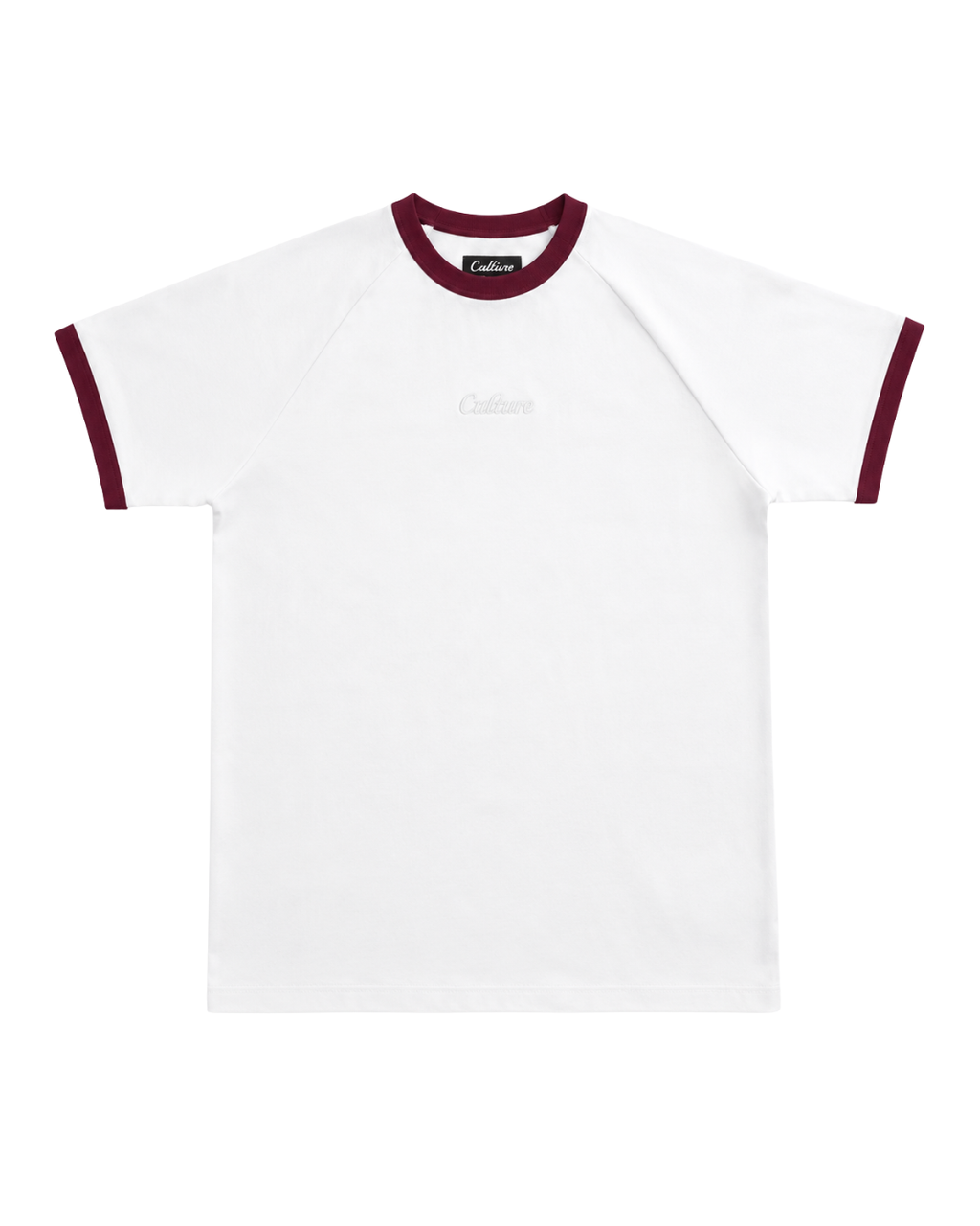 Ringer Raglan Tee - White / Burgundy