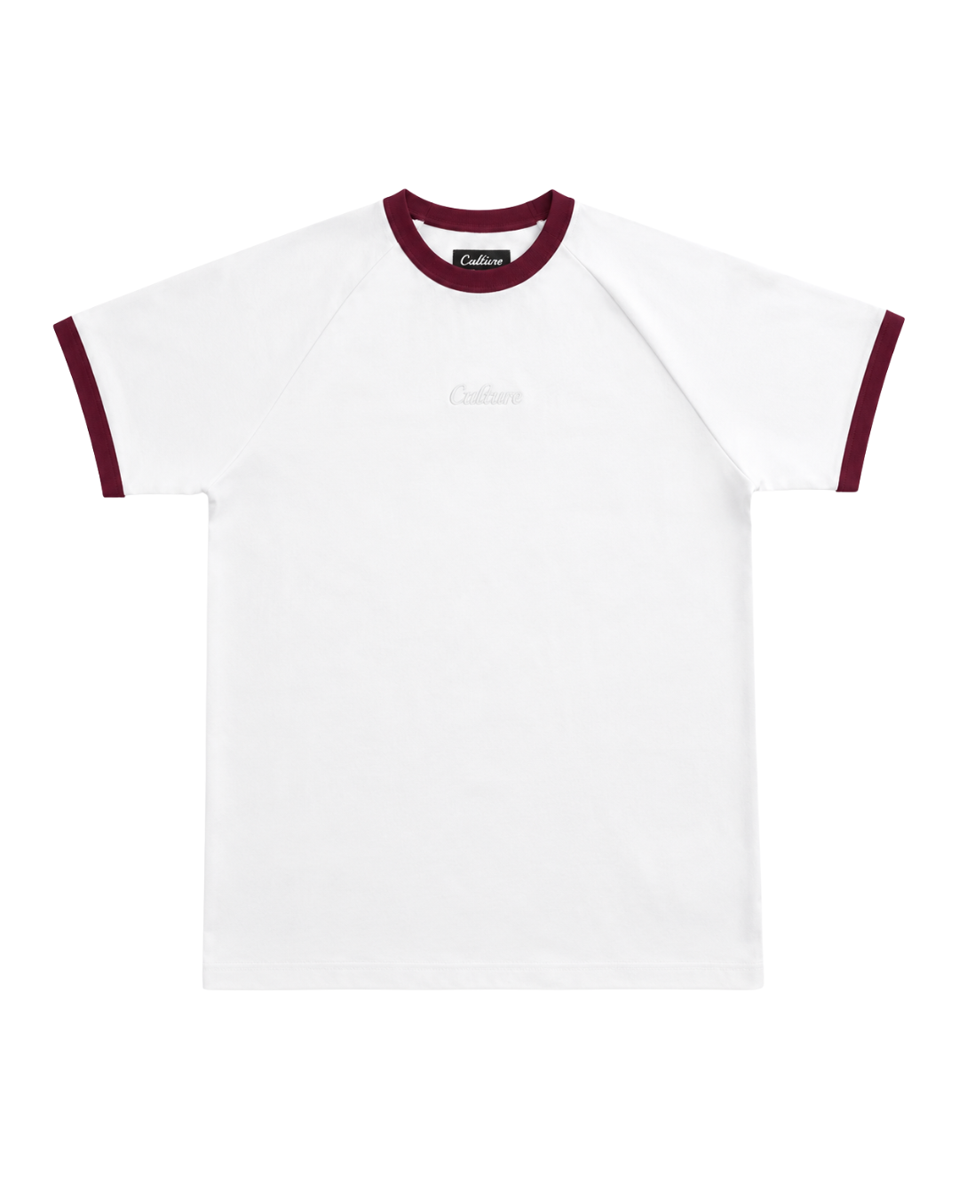 Ringer Raglan Tee - White / Burgundy