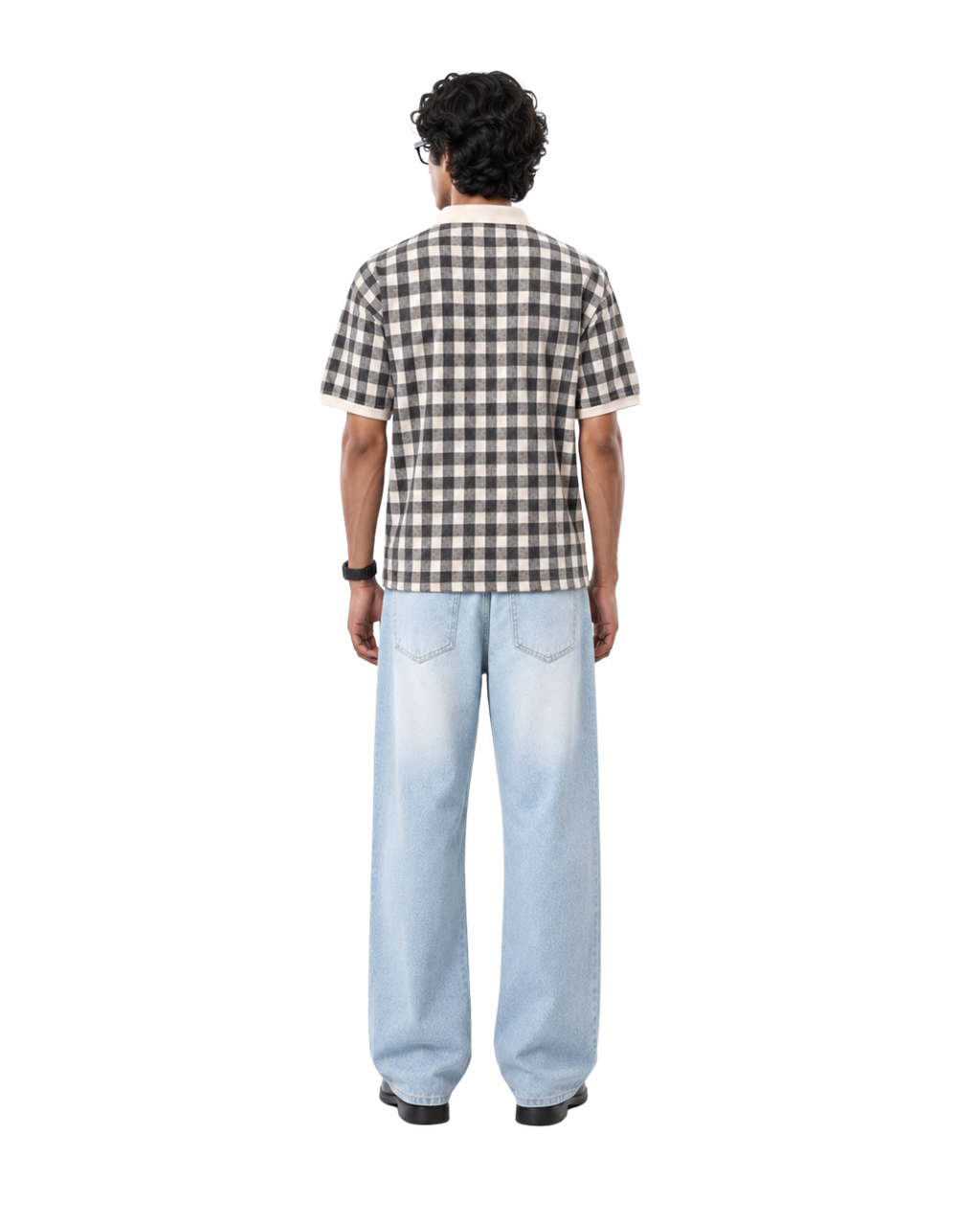Checkered Polo shirt - Black / offwhite