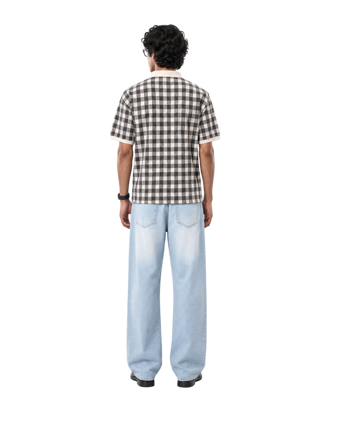Checkered Polo shirt - Black / offwhite