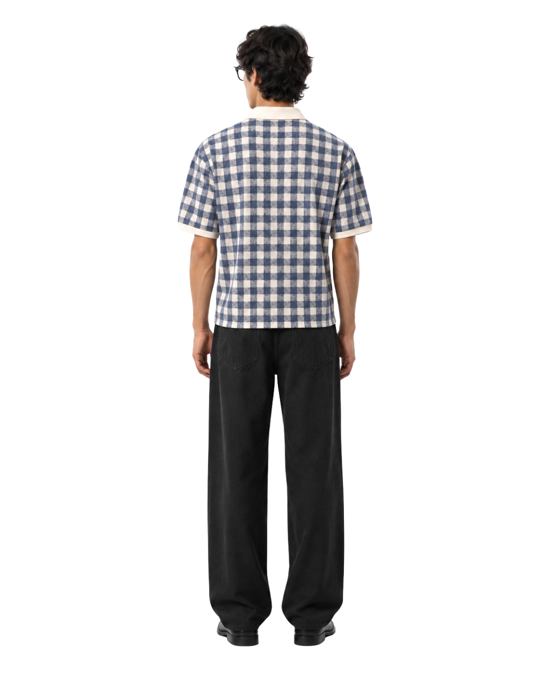 Checkered Polo shirt - Navy / offwhite