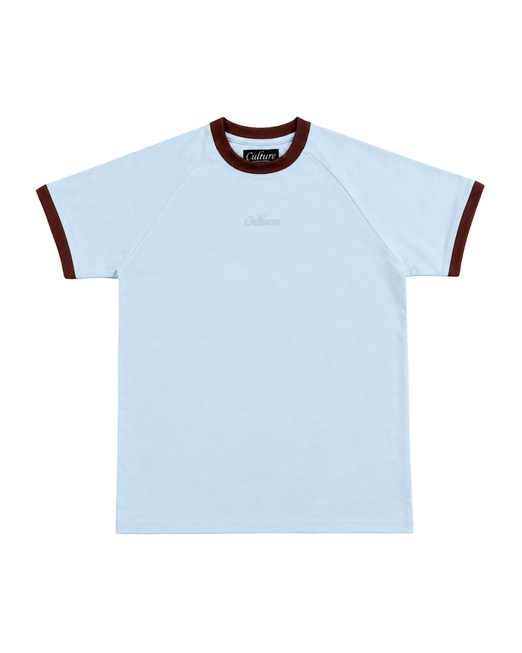 Ringer Raglan Tee - Powder Blue/ Coffee Bean