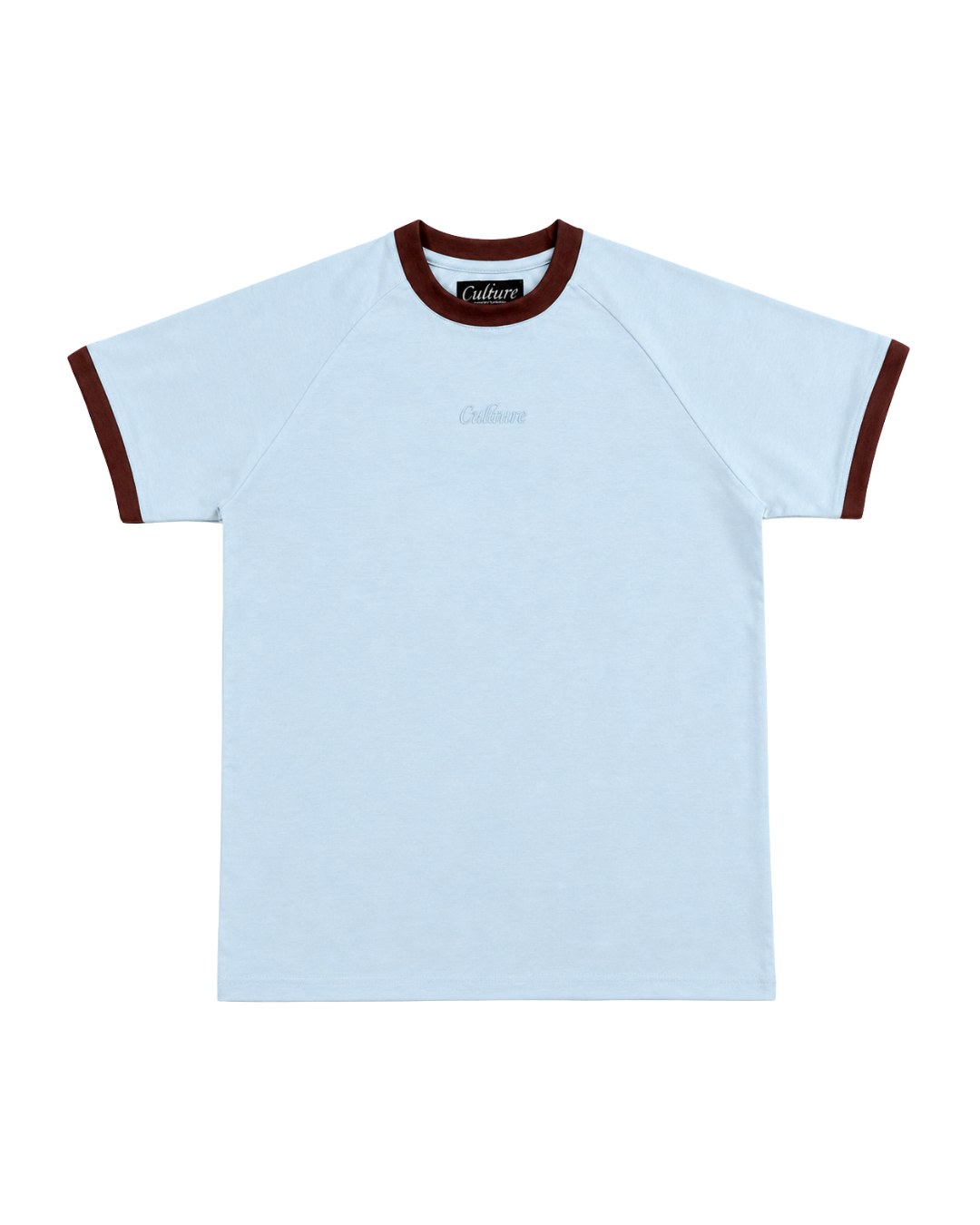Ringer Raglan Tee - Powder Blue/ Coffee Bean