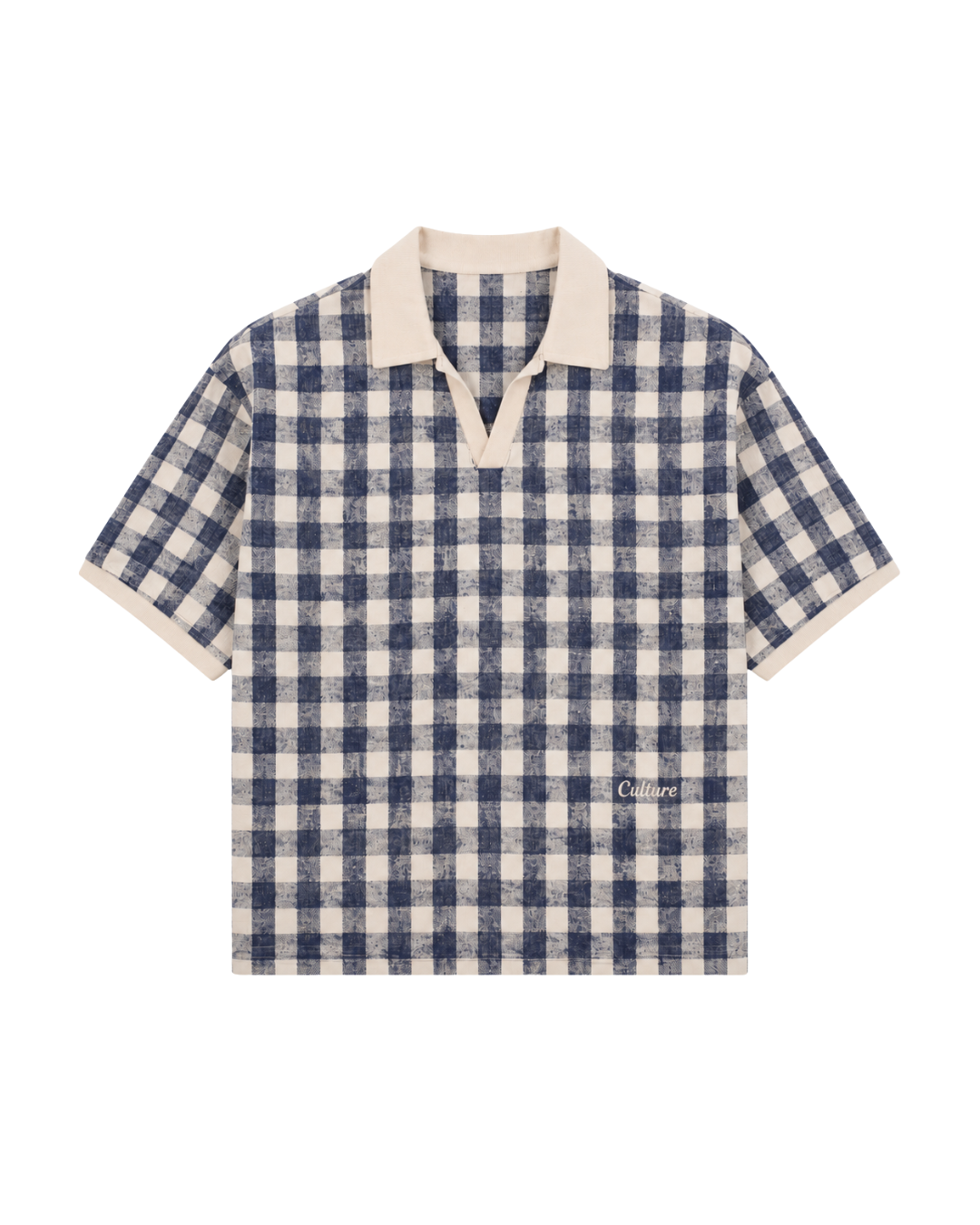 Checkered Polo shirt - Navy / offwhite