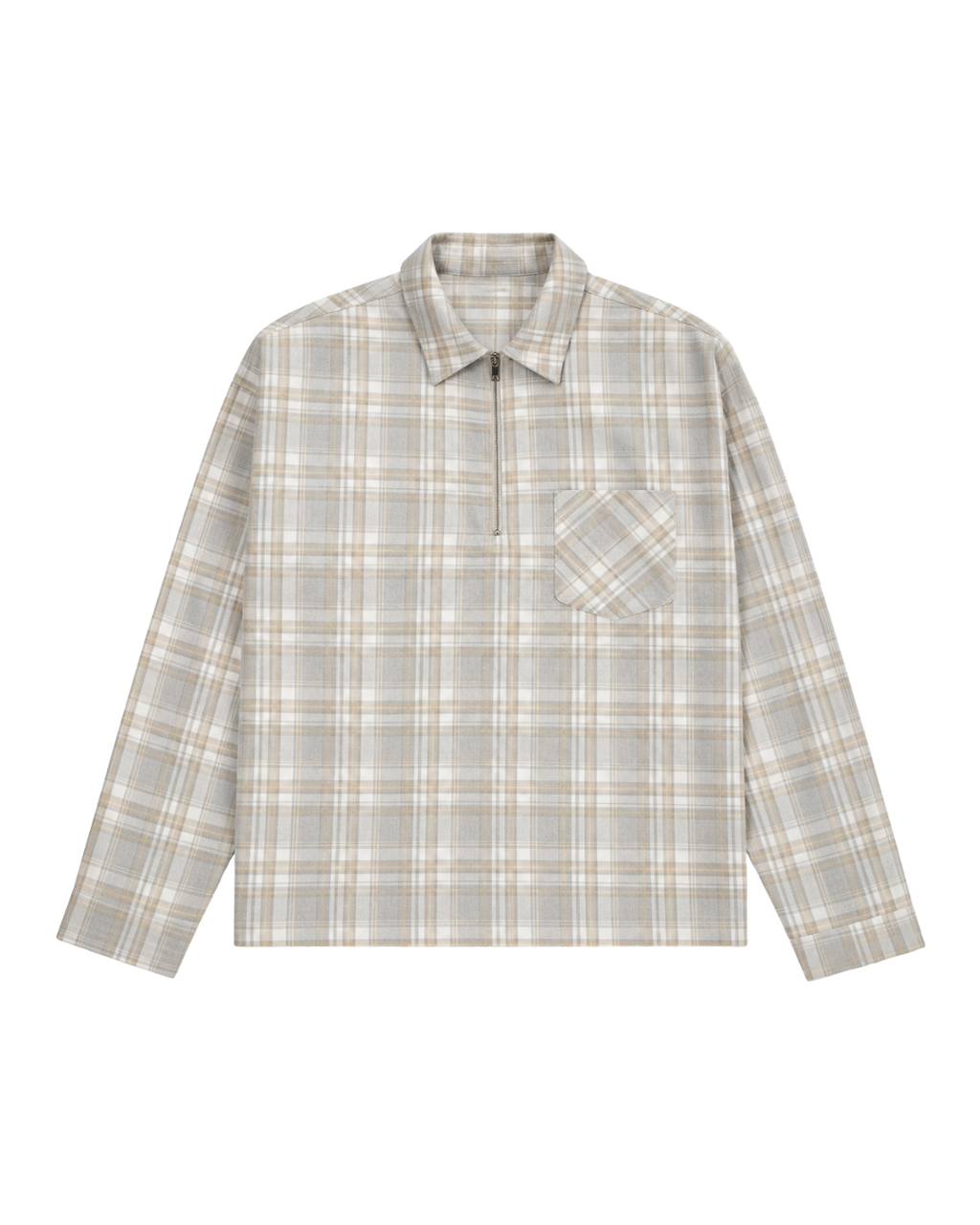 Flannel Polo Shirt - Beige