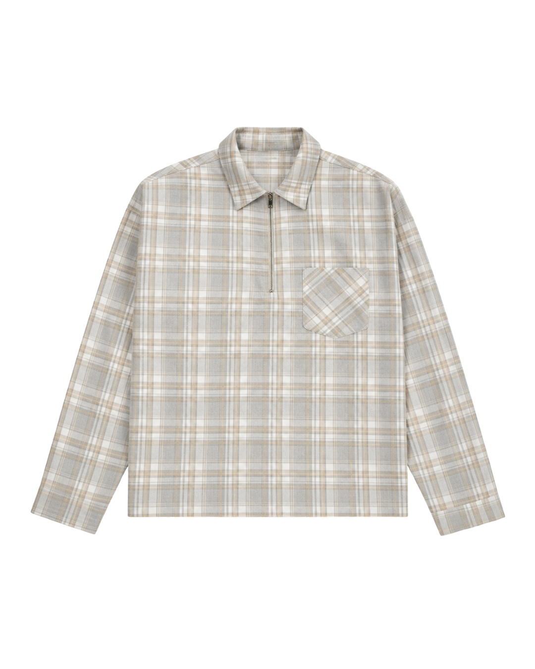 Flannel Polo Shirt - Beige