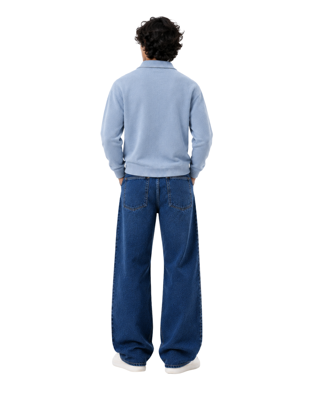 Flat Knit Quarter Zip - Blue