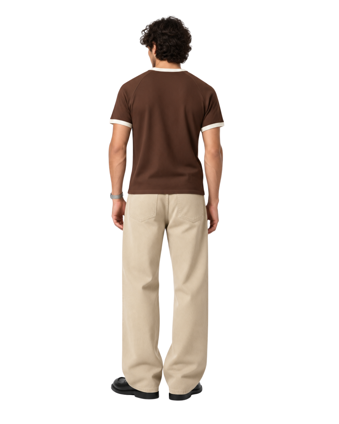 Ringer Raglan Tee - Brown / Off white