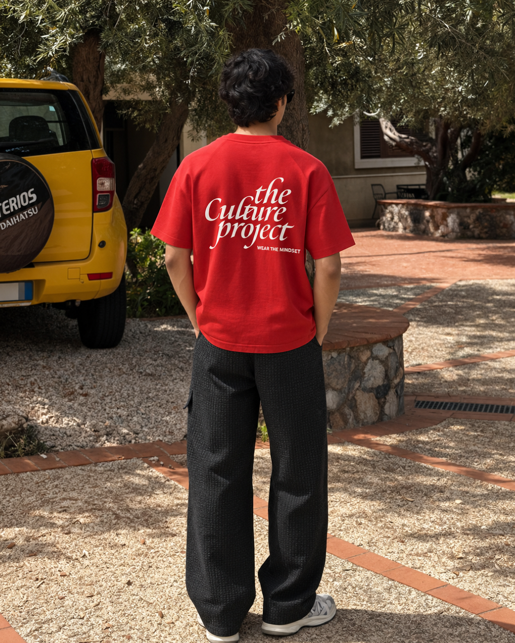 Short Sleeve Oversized Raglan Tee - Red