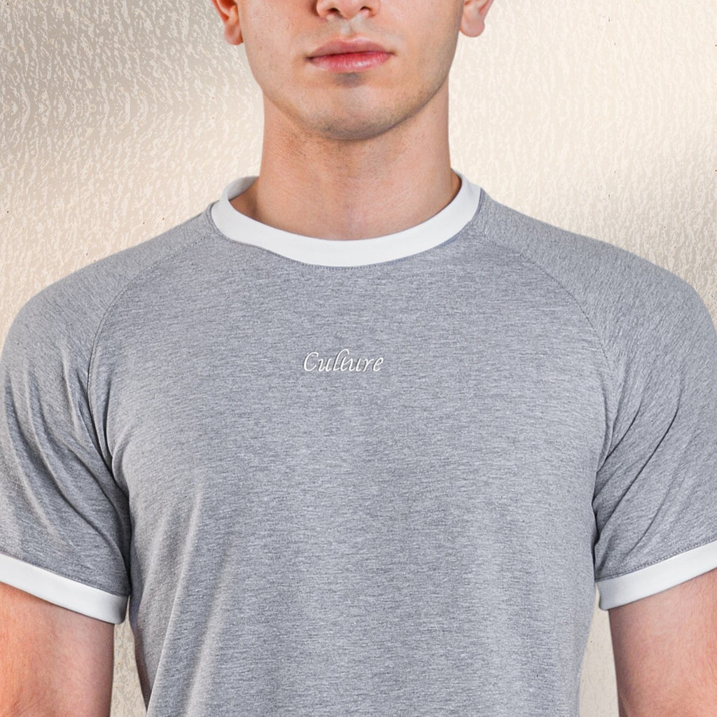 Ringer Raglan Tee - Grey / White