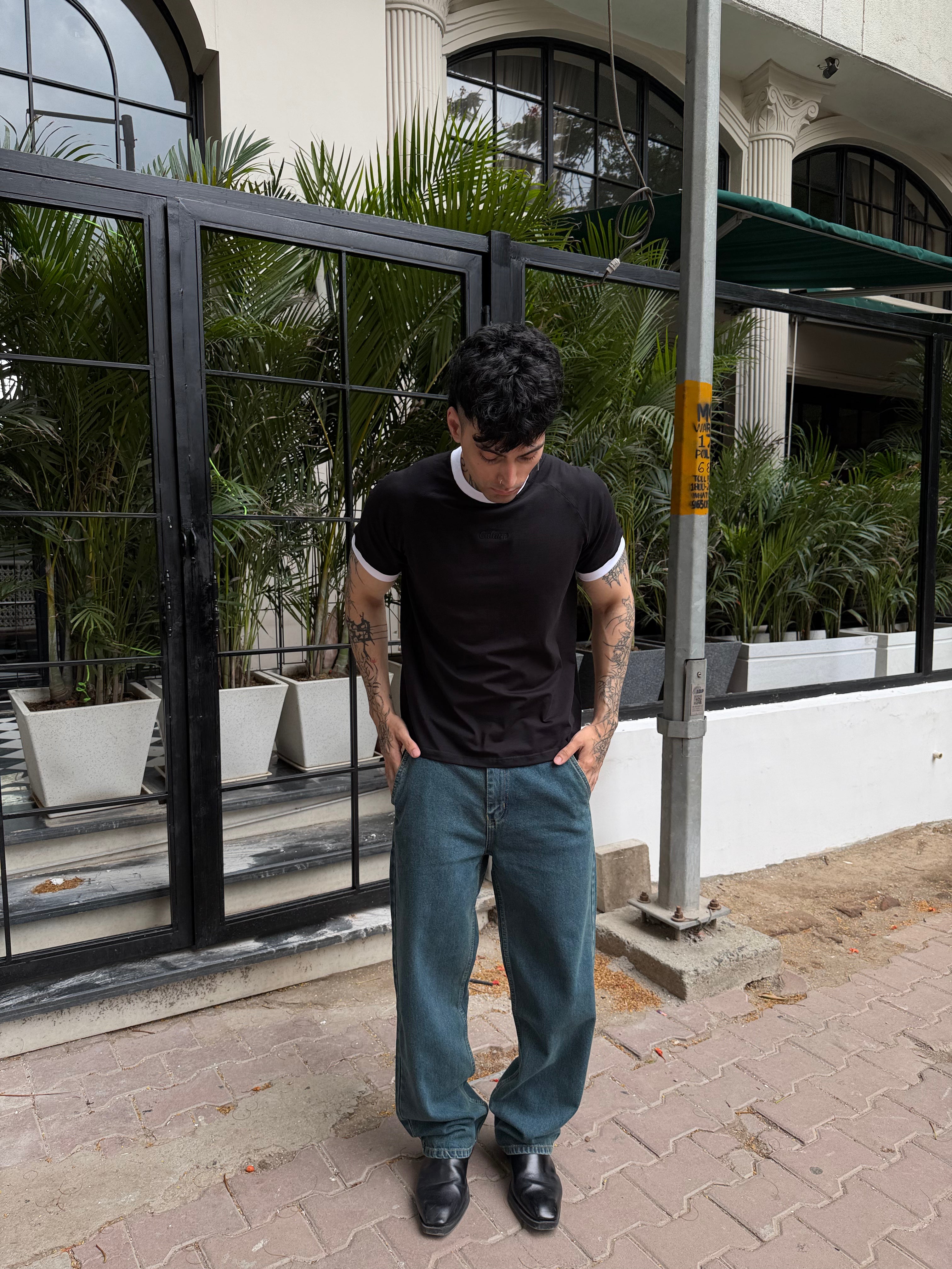 Ringer Raglan Tee - Black / White