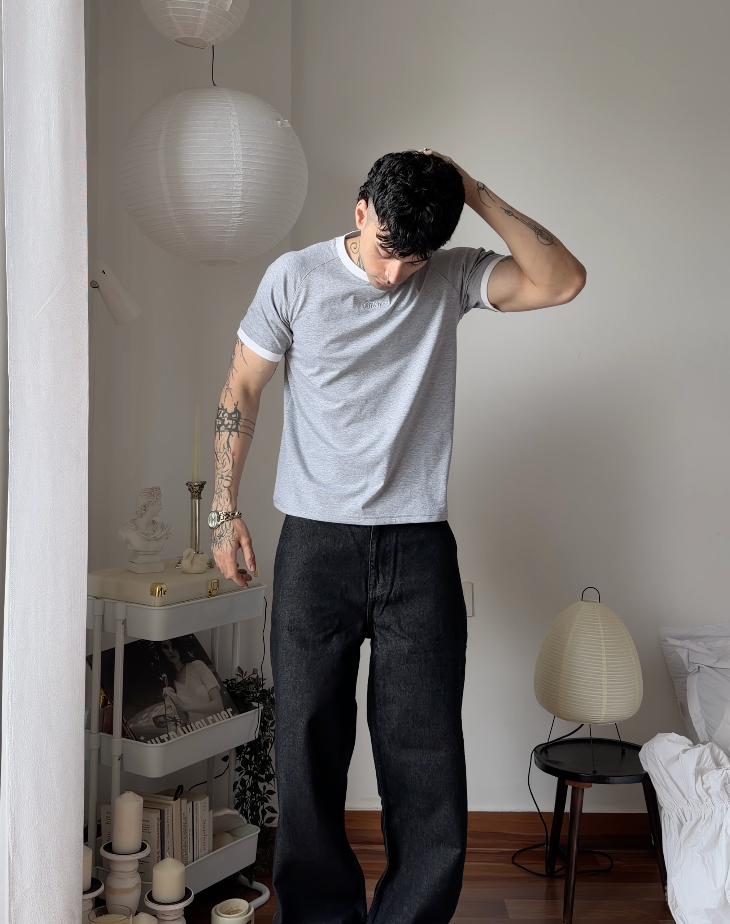 Ringer Raglan Tee - Grey / White