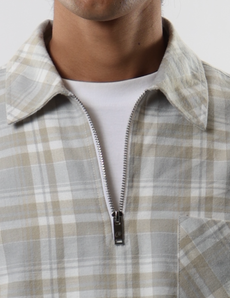Flannel Polo Shirt - Beige