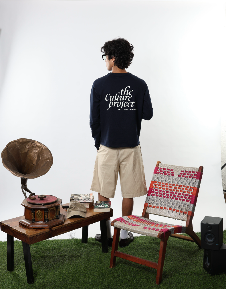Long Sleeve Oversized Raglan Tee - Navy