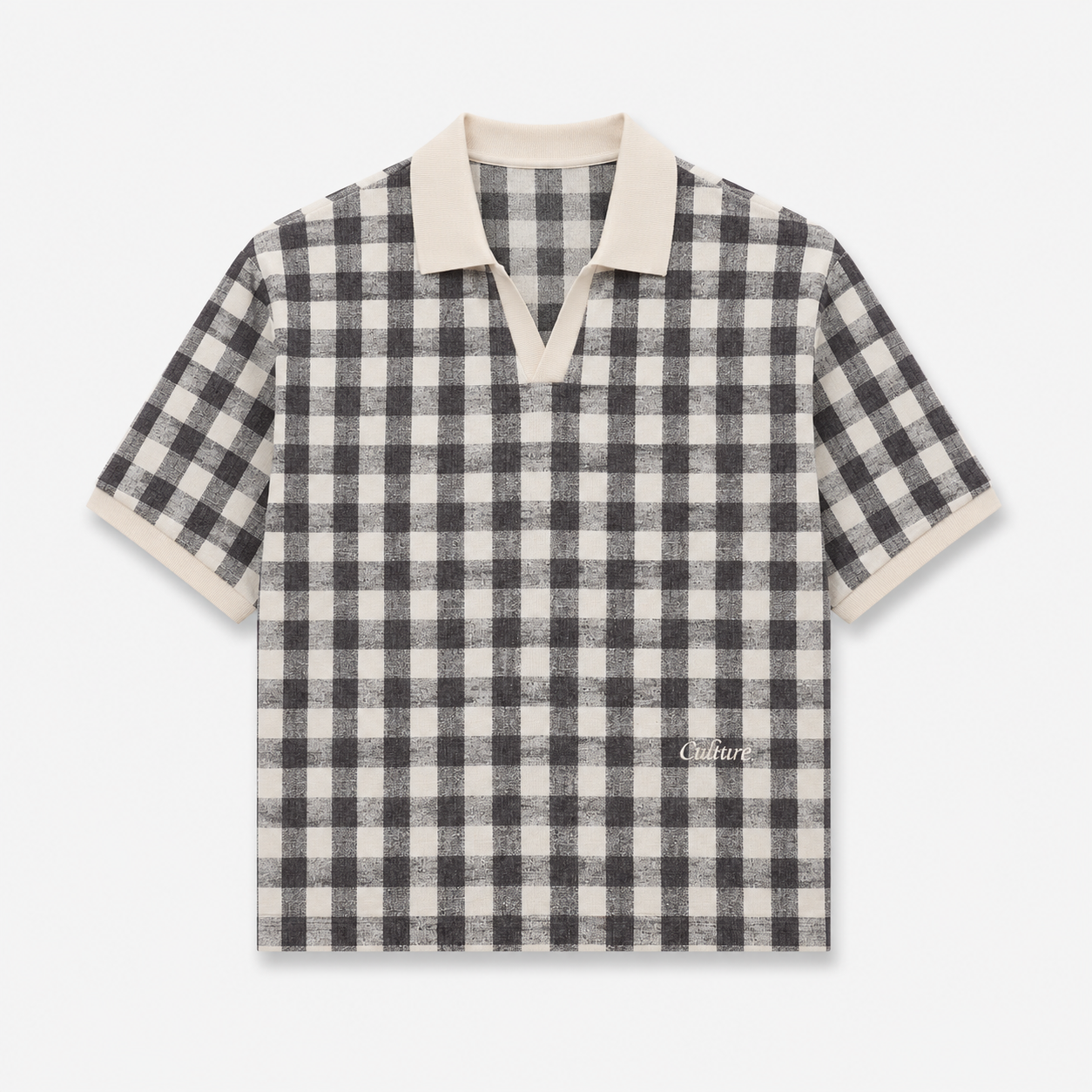 Checkered Polo shirt - Black / offwhite