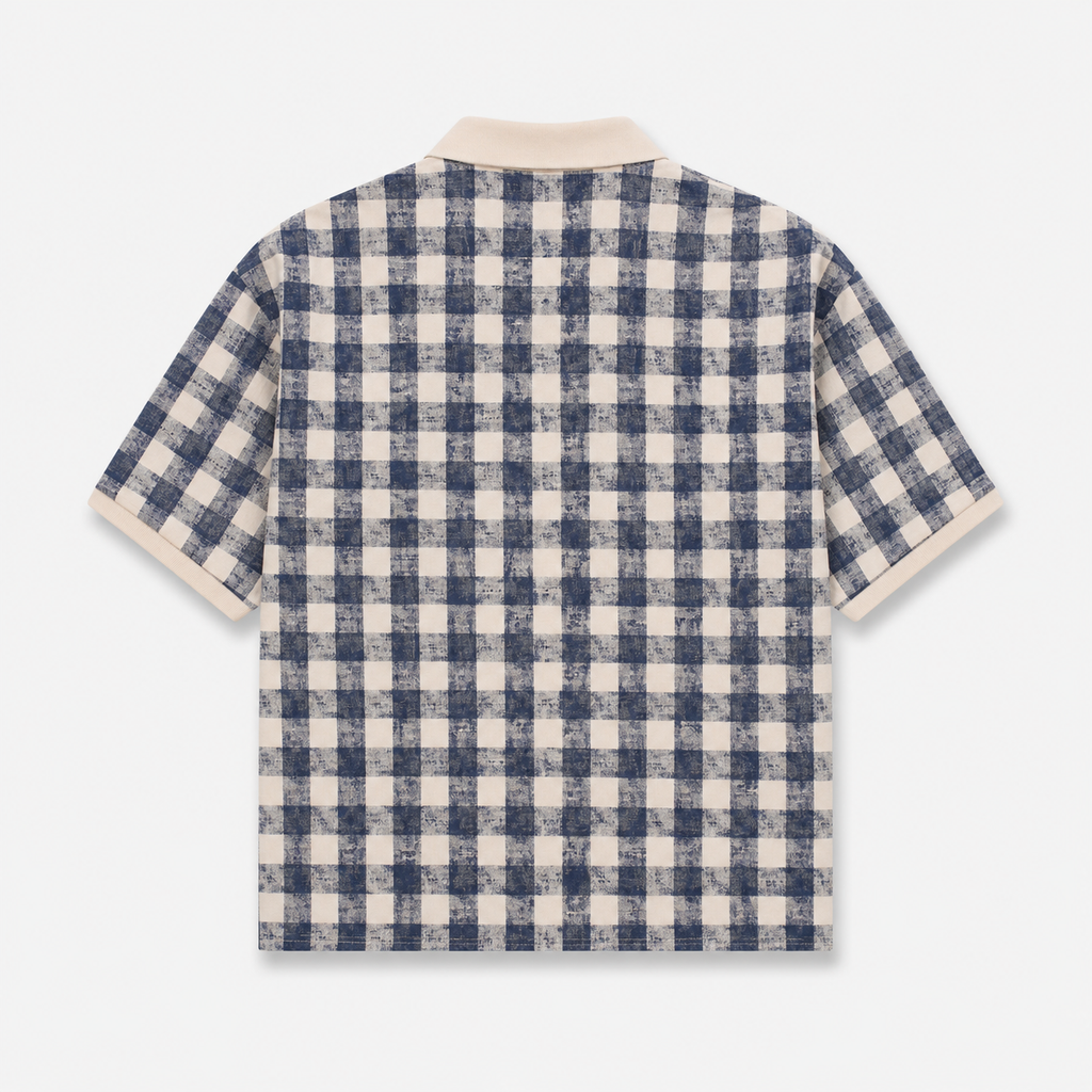 Checkered Polo shirt - Navy / offwhite