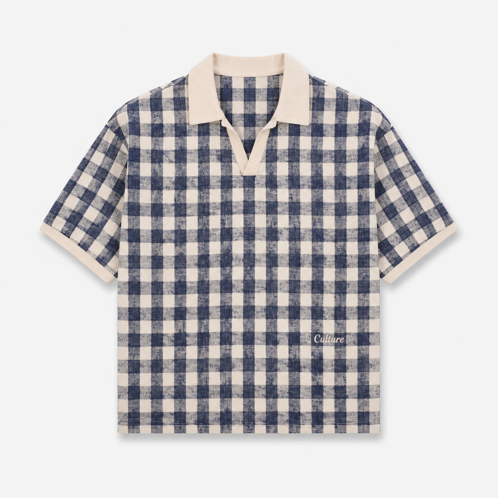 Checkered Polo shirt - Navy / offwhite