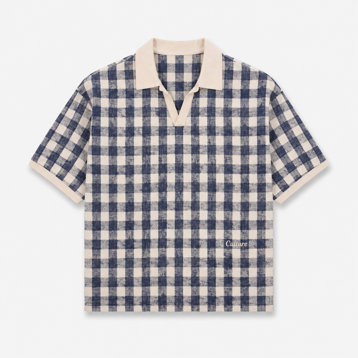 Checkered Polo shirt - Navy / offwhite