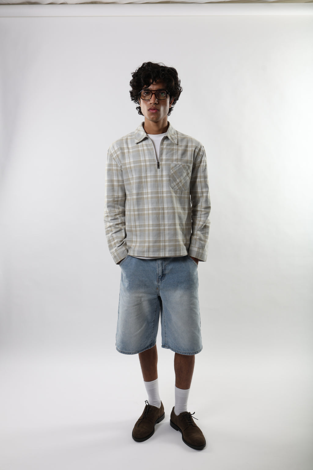 Flannel Polo Shirt - Beige