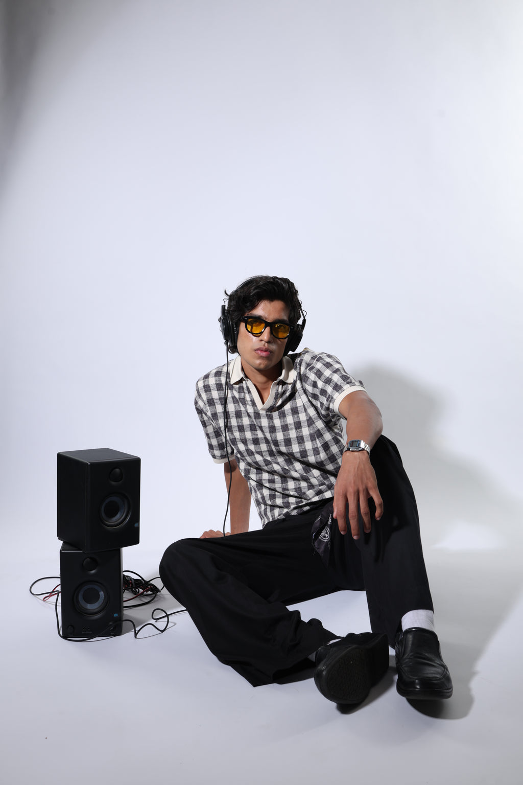 Checkered Polo shirt - Black / offwhite