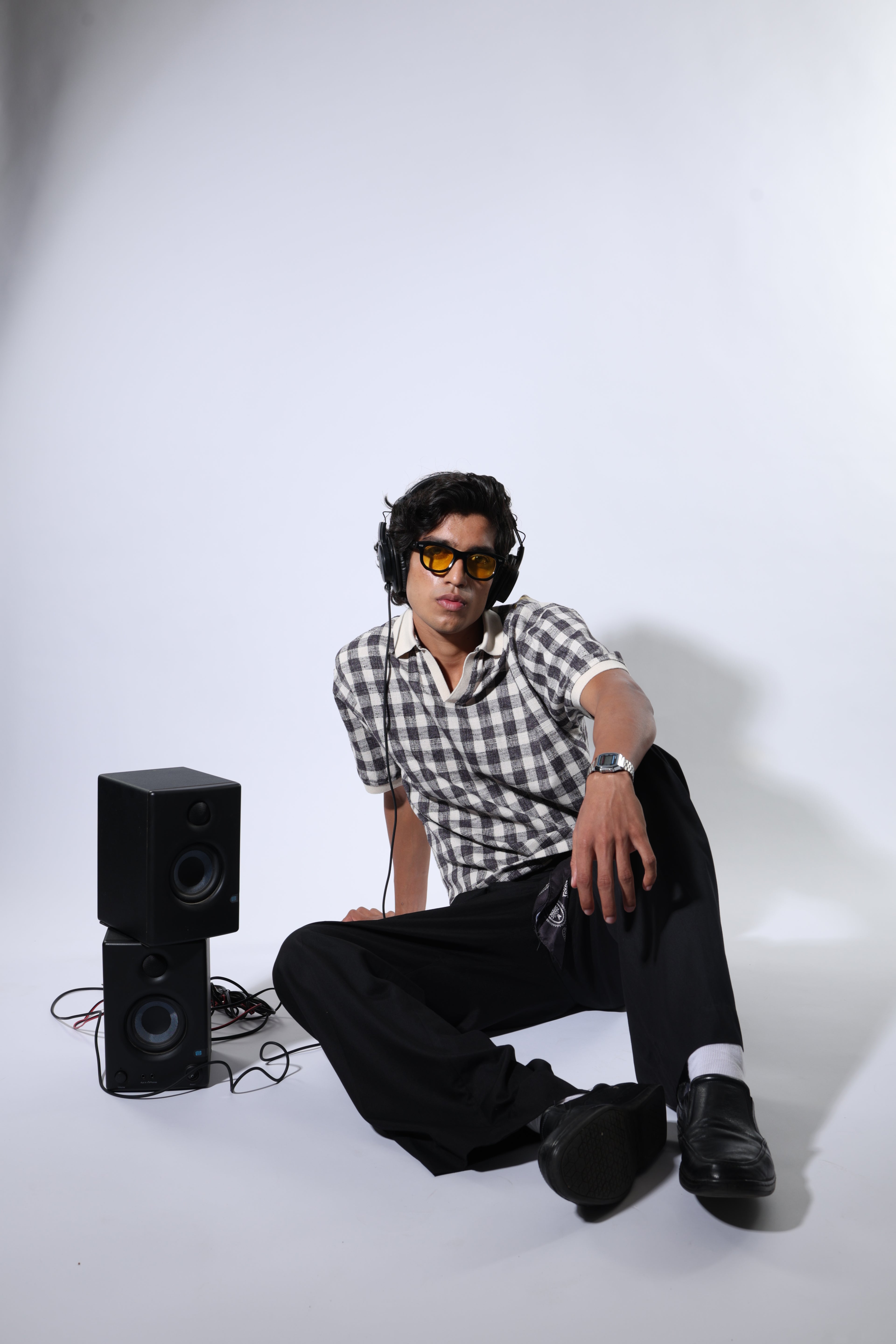 Checkered Polo shirt - Black / offwhite