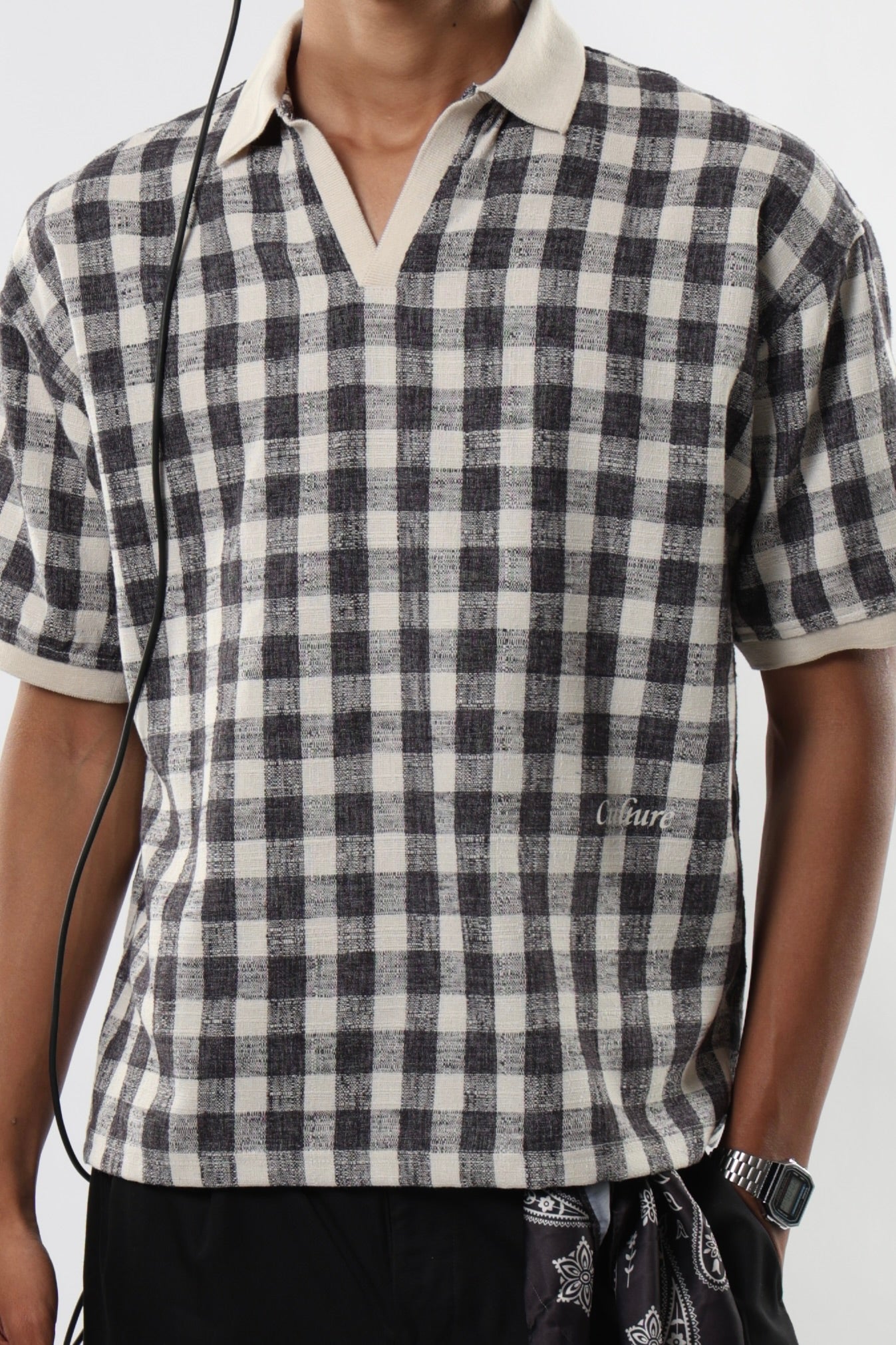 Checkered Polo shirt - Black / offwhite