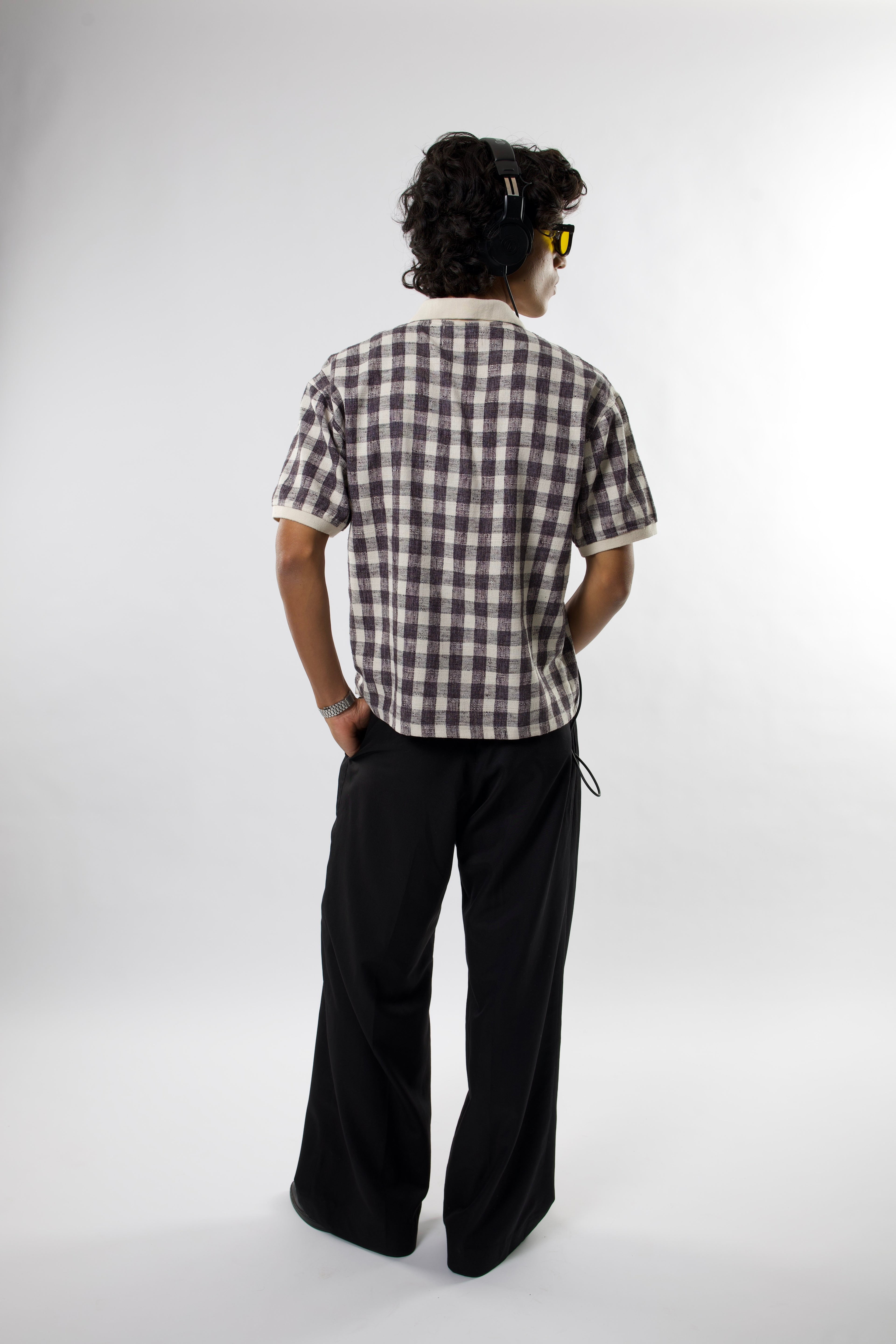Checkered Polo shirt - Black / offwhite