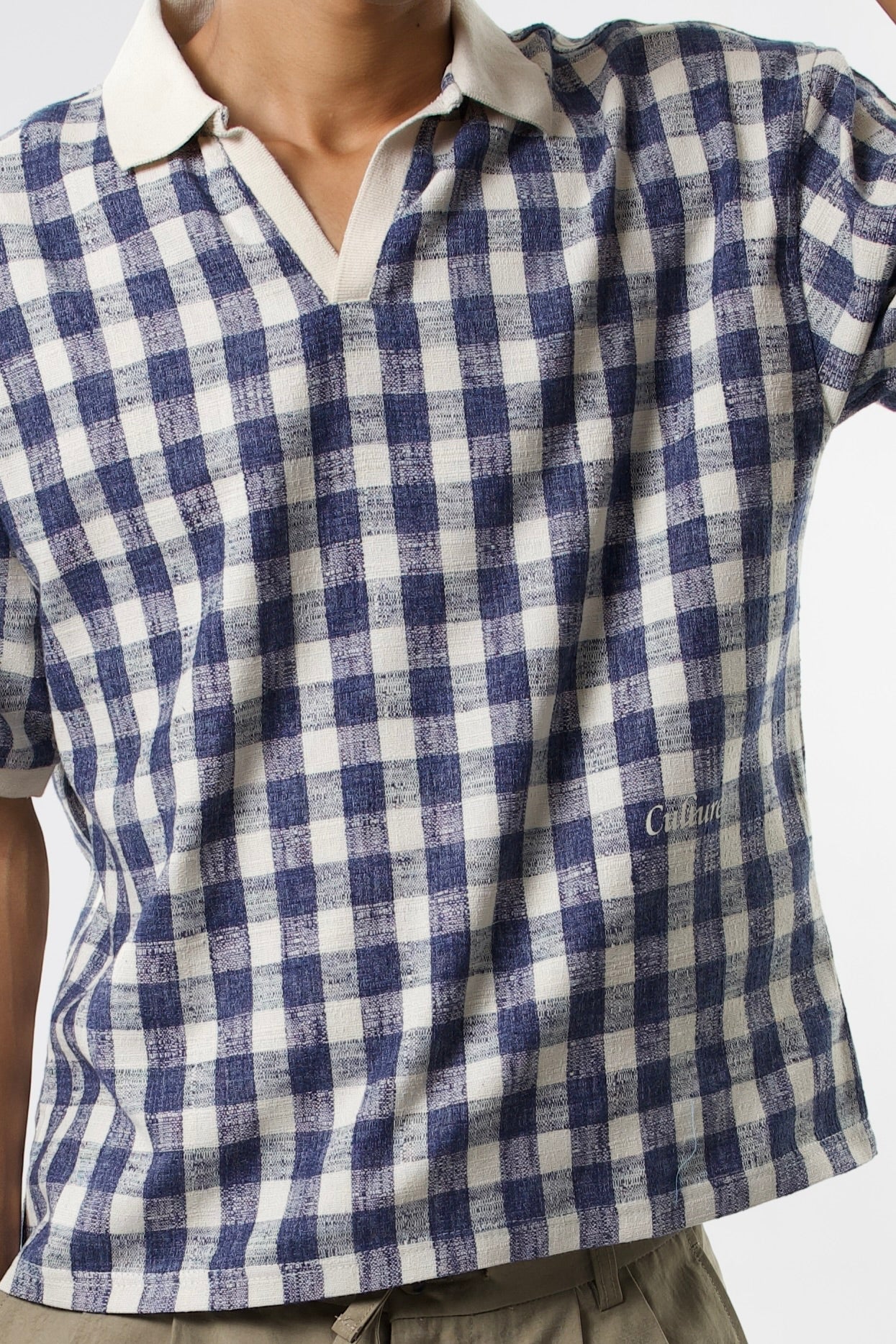 Checkered Polo shirt - Navy / offwhite