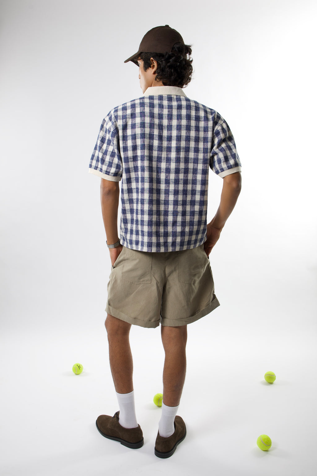 Checkered Polo shirt - Navy / offwhite