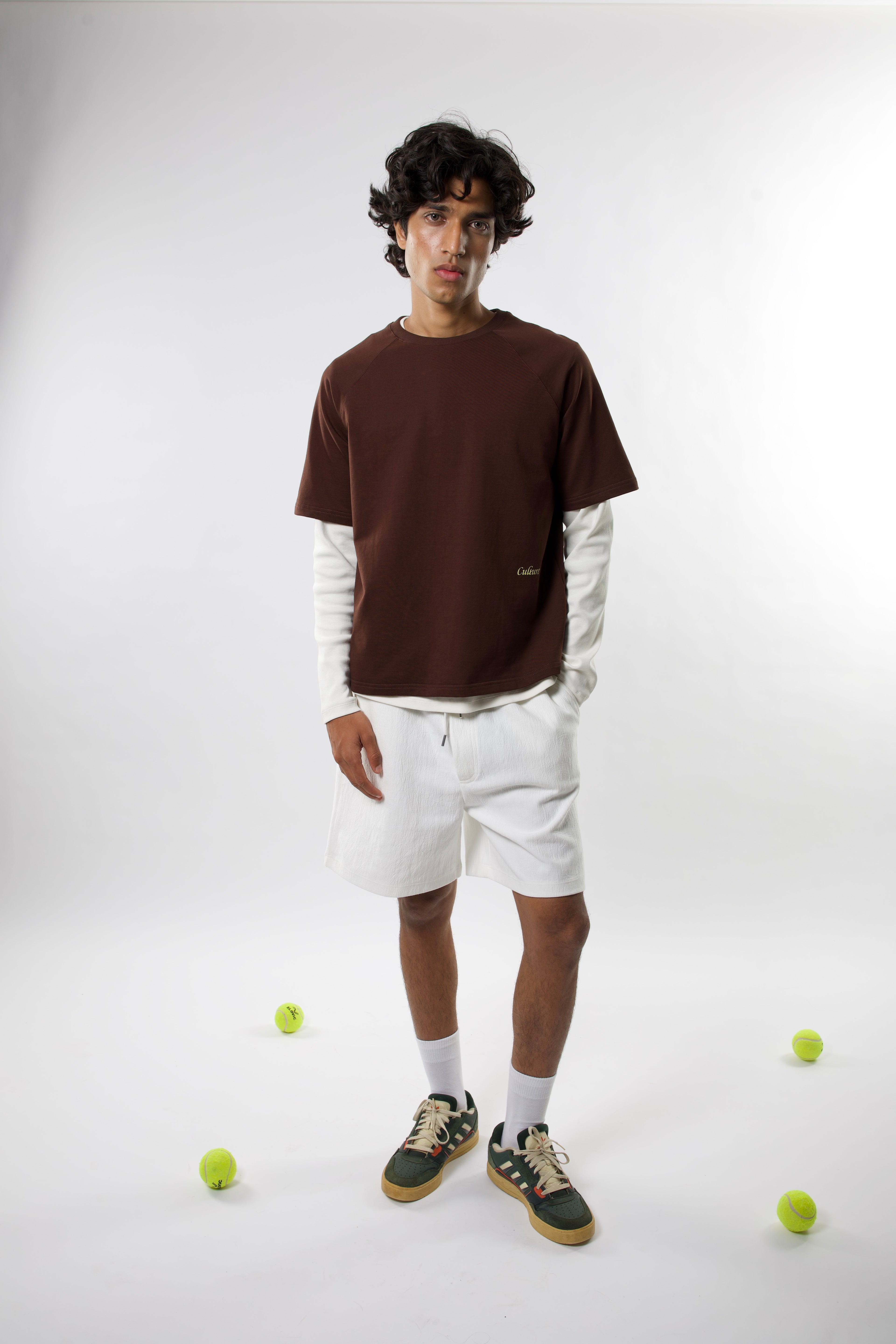 Short Sleeve Oversized Raglan Tee - Coffee Bean