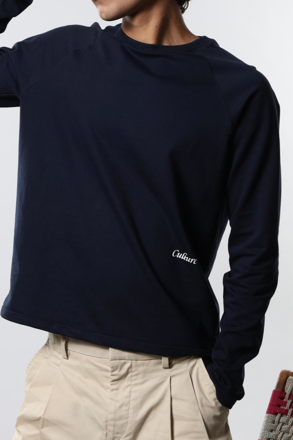 Long Sleeve Oversized Raglan Tee - Navy
