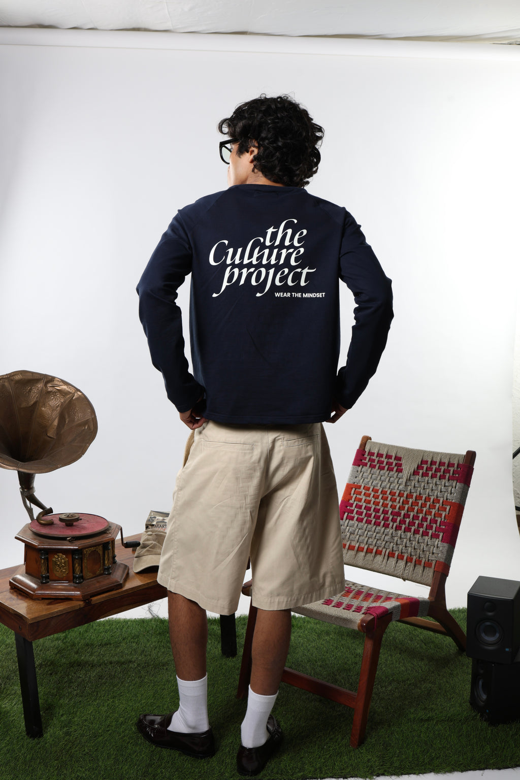 Long Sleeve Oversized Raglan Tee - Navy