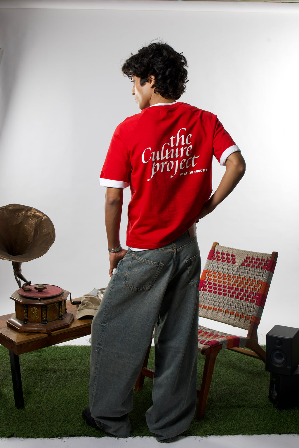 Short Sleeve Oversized Raglan Tee - Red