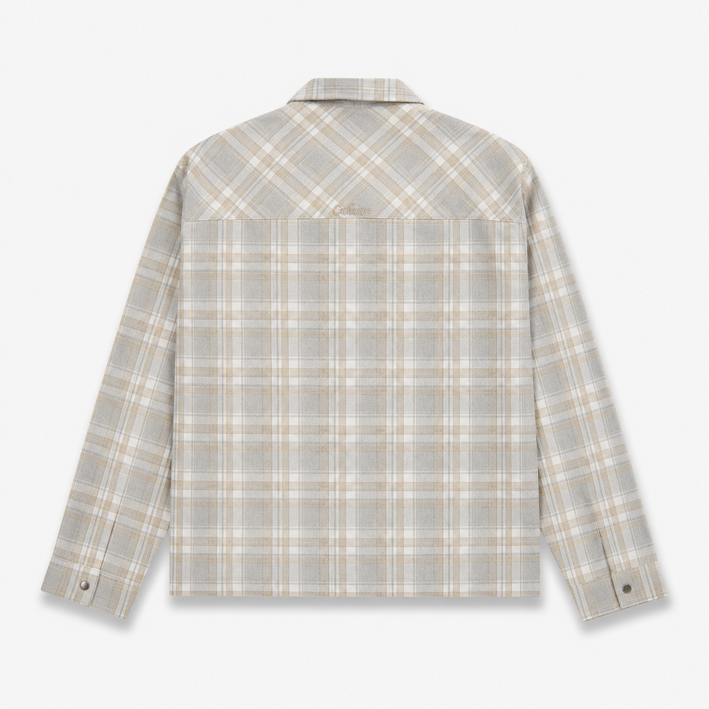 Flannel Polo Shirt - Beige