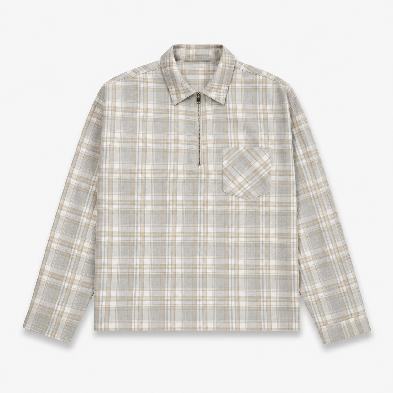 Flannel Polo Shirt - Beige