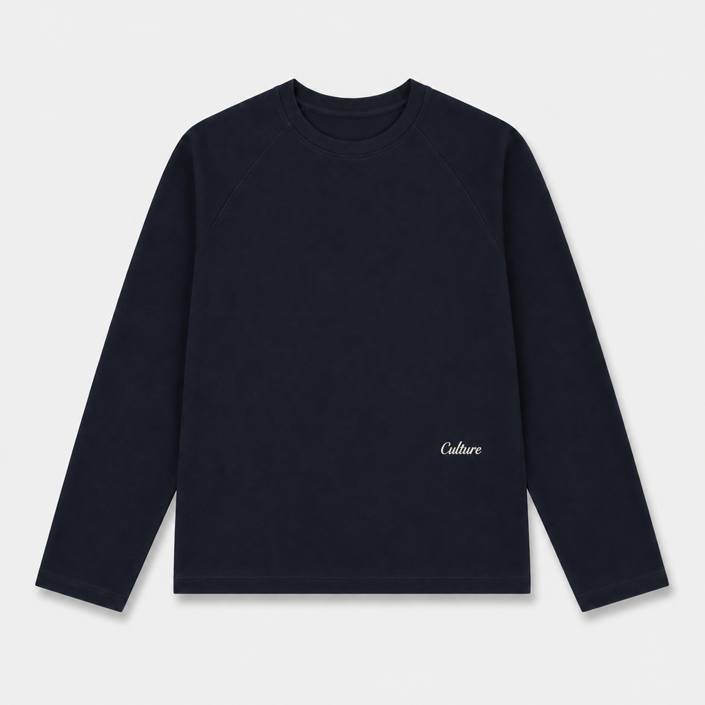 Long Sleeve Oversized Raglan Tee - Navy
