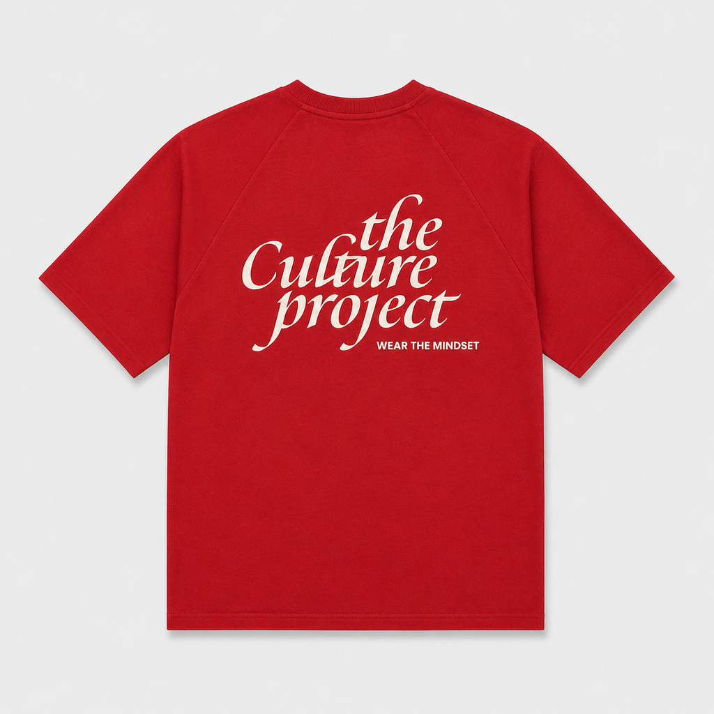 Short Sleeve Oversized Raglan Tee - Red