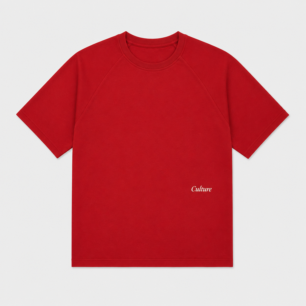 Short Sleeve Oversized Raglan Tee - Red